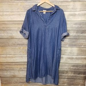 Andrea Jovine Animal Print Chambray Tunic Dress